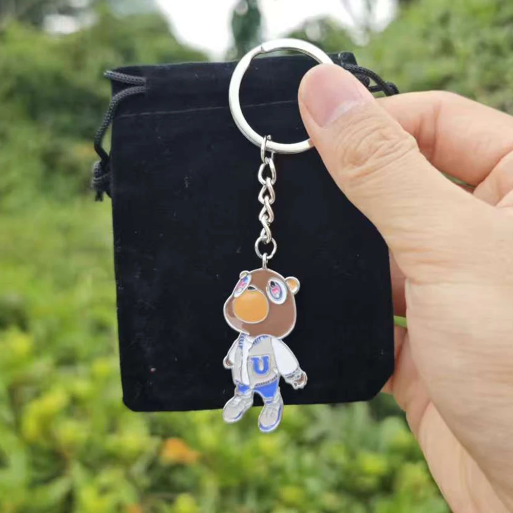 Kanye Bear Pendant Keychain Europe and America Hip Hop Punk Keyring Jewelry Accessories Gifts for Boys Men
