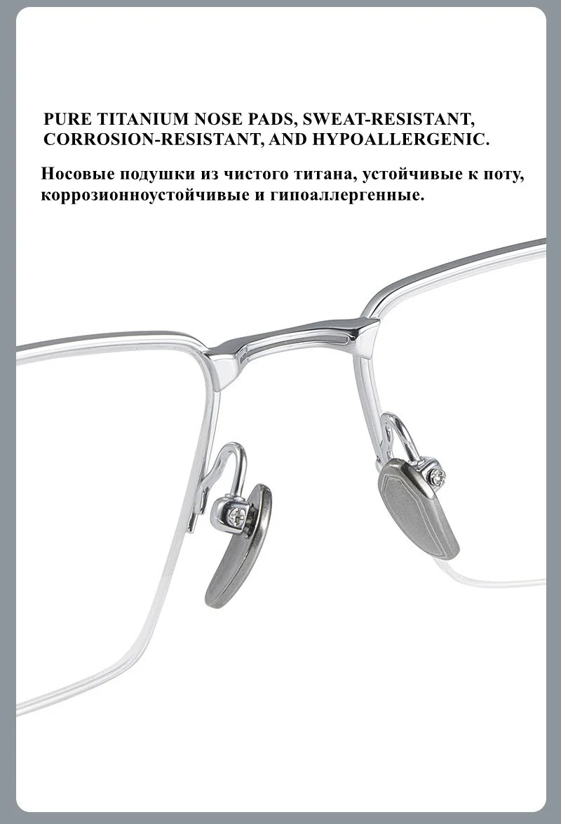 KIZN نظارات طبية للرجال عالية الجودة شبه حافة إطار نظارات من التيتانيوم النقي وصفة طبية لعدسات الرؤية متعددة البؤر واسعة Fi