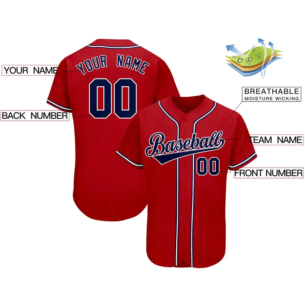 Custom Baseball Jersey Team Clothing Customized Your Name Number 3D Printed V-Neck Streetwear Male Women Baseball Shirt KS-12