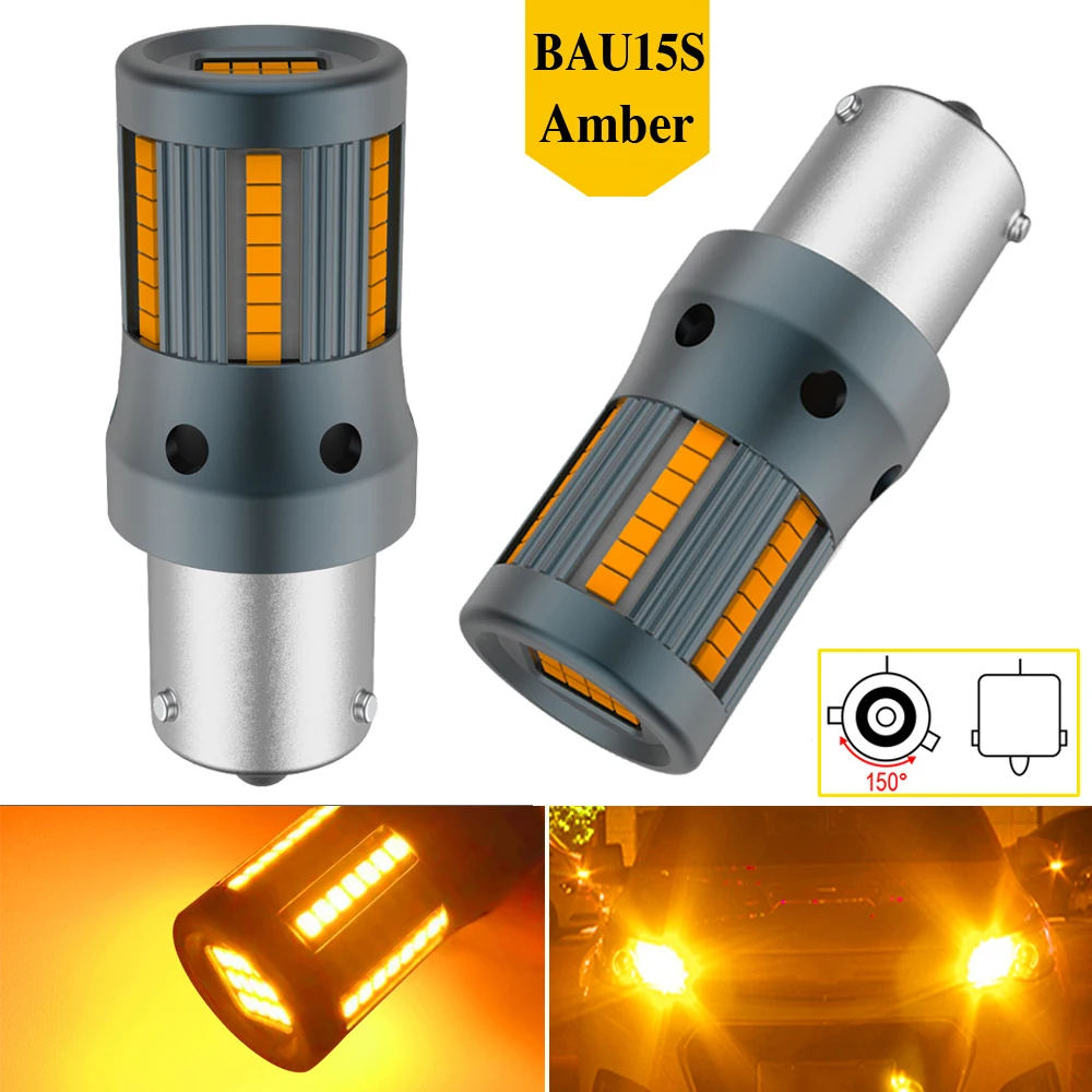 2pcs No Hyper Flash PY21W BAU15S 7507 Led Canbus Turn Signal Light Diode Bulb Built-in Resistor Error Free Orange Amber White