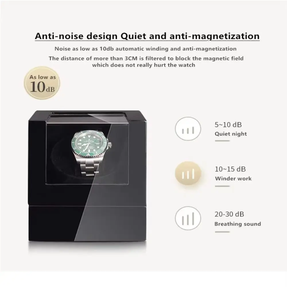 Silent Motor Single Watch Winder Storage Wooden Mechanical Watch Winder Ultra Quiet Anti-Magnetic Watch Rotator Display Storage