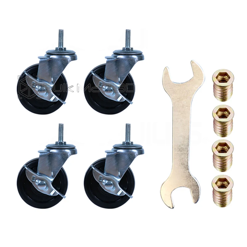 4pcs/set Locking Caster Wheel Set with Tools for V-Slot Linear Rail Workshop Tables