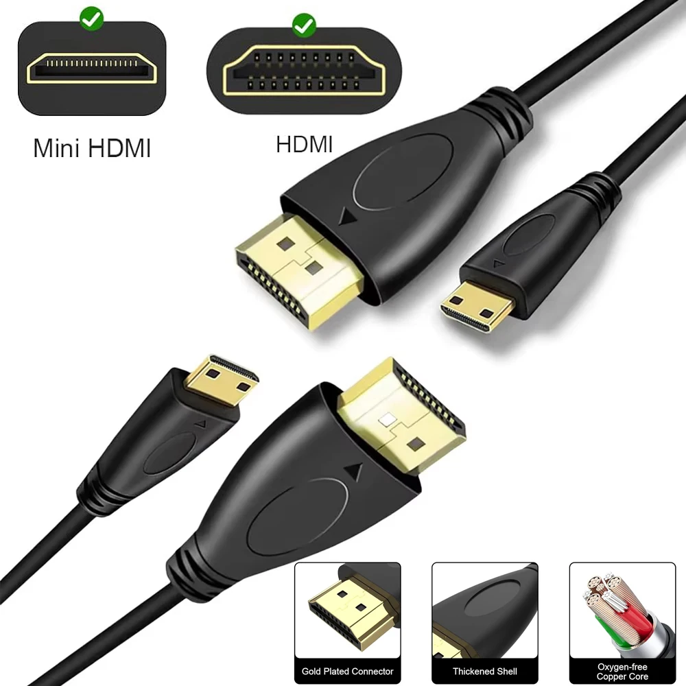 1M MINI HD to HDMI-Compatible Cable For PS4 Male to Male 4K 1080p High Speed Cable for HDTV PS3 XBOX Camera Monitor Projector