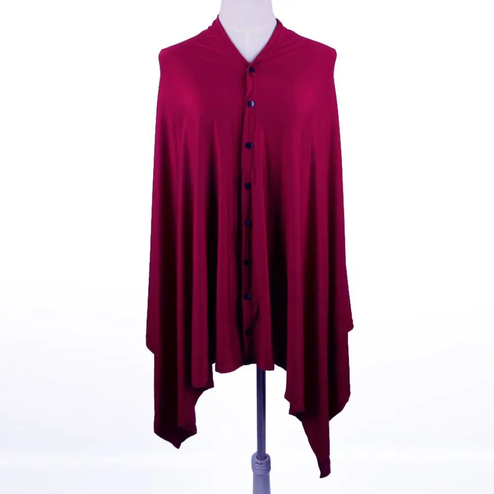 Soft Stretch Fabric Nursing Cover Button Closure Breathable Breastfeeding Poncho Machine Washable Lightweight