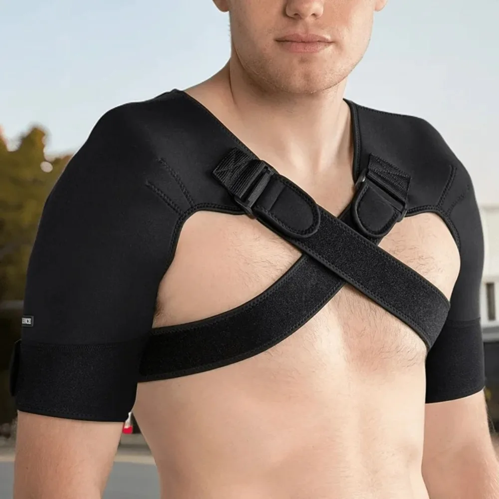 Adjustable Compression Shoulder Brace Dual Back Support Breathable Warm Sports Protector for Rotator Cuff Frozen Shoulder  Joint