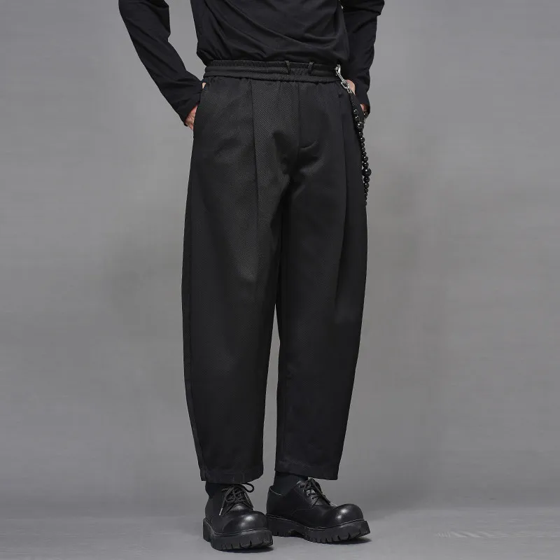 High Quality Autumn Winter Japanese Matchet Pants Retro Black Commute Minimalist Niche Lantern Cropped Straight Men's Trousers