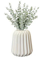 White Ceramic Vase, Vase for Modern Home Decor, Nordic Minimalism Décor,Vertical Stripe Ceramic Vases for Home Décor, B