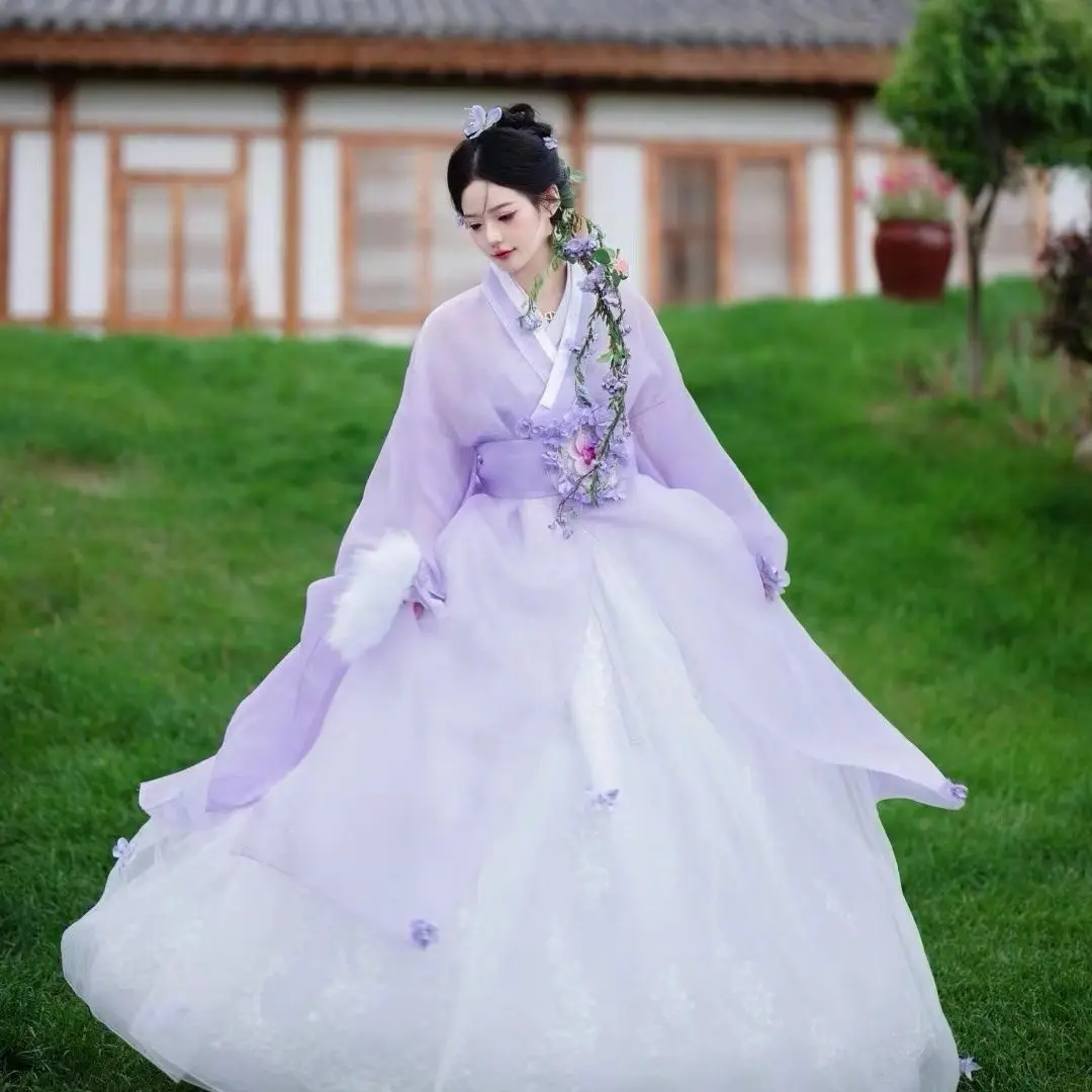 Nuevo Hanbok coreano tradicional de lujo, ropa étnica de manga larga coreana, vestido Hanbok bordado para mujer, ropa antigua