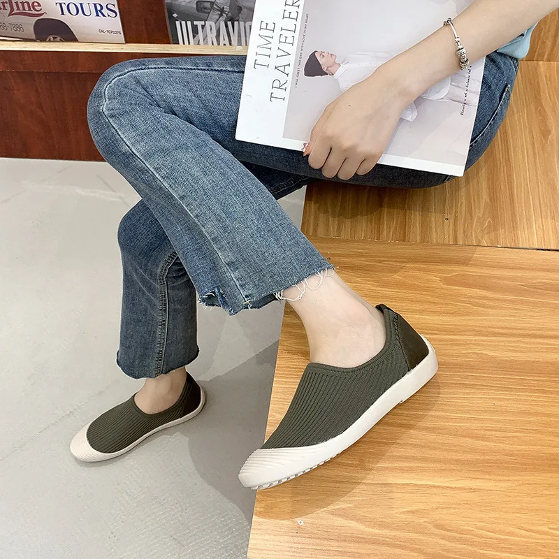 2023 Fashion Spring Summer Korean Version Breathable Single Shoes Non-slip Slip-on Shoes Women\'s Comfortable Flat Casual Shoes