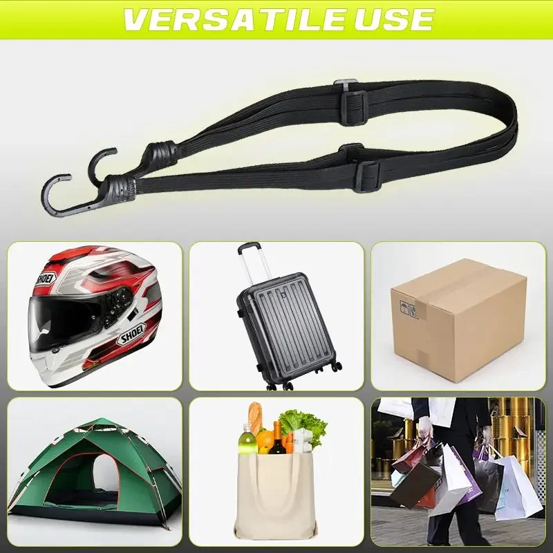 Helmet Rope Highly Elastic Luggage Binding Cord Moto Helmet Fixed Elastic Buckle Rope High-Strength Retractable Protective 60cm