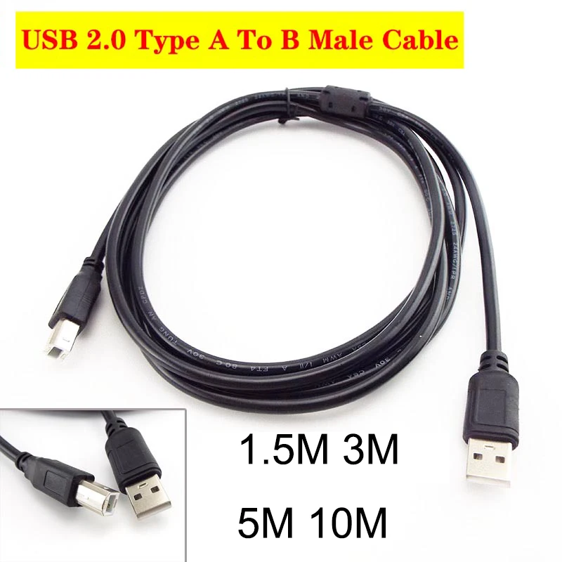 USB 2.0 A To B Male Printer Cord Cable USB Type B Male To A Male For Label Printer Extension Cord High Speed 1.5m 3m 5m 10m D1