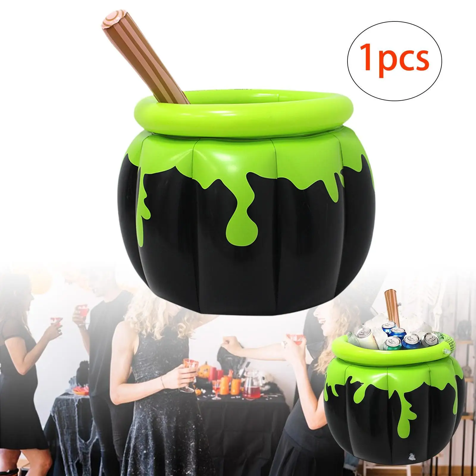 Halloween Inflatable Cauldron Portable Ice Bucket for Summer Picnic Beach