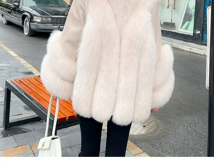 Whole Skin Fox Fur Grass Women's Mid length 2023 New Fur Integrated Sheep Skin White Duck Down Down Coat Winter