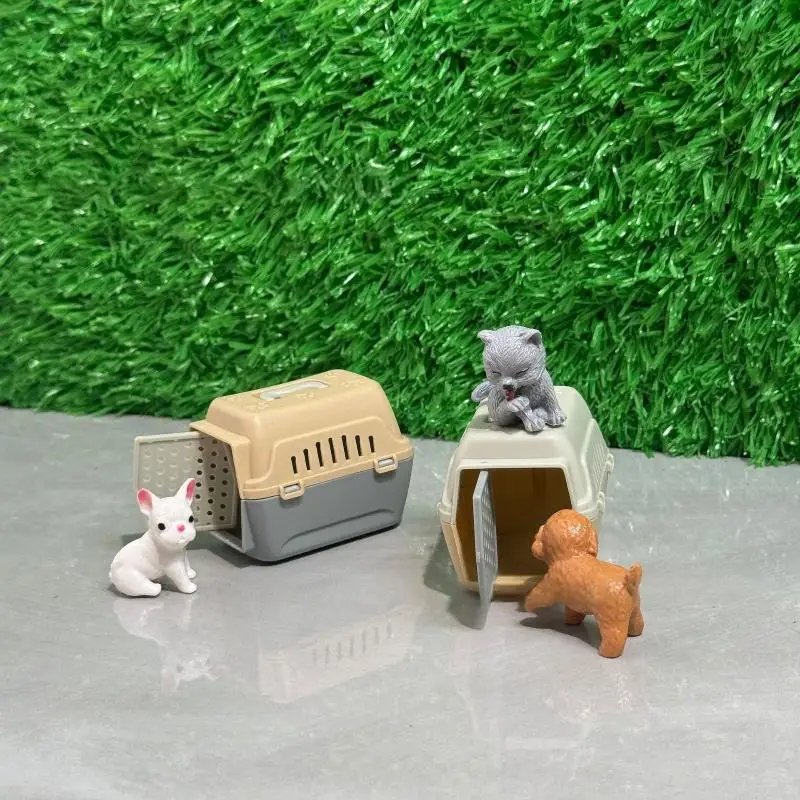 Mini jaula realista para perros y gatos con puerta, casa de muñecas en miniatura, accesorios para muñecas, Mini hábitat para mascotas, 2/4 Uds.
