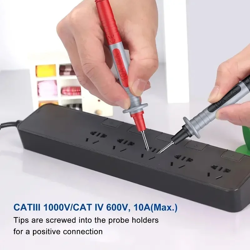 ชุดสายวัดมัลติมิเตอร์พร้อมหัววัดแบบเปลี่ยนได้ คลิปหนีบแบบอัลลิเกเตอร์ ปลั๊กกล้วย 4 มม. สำหรับทดสอบ ชุดคลิปแบบตะขอ