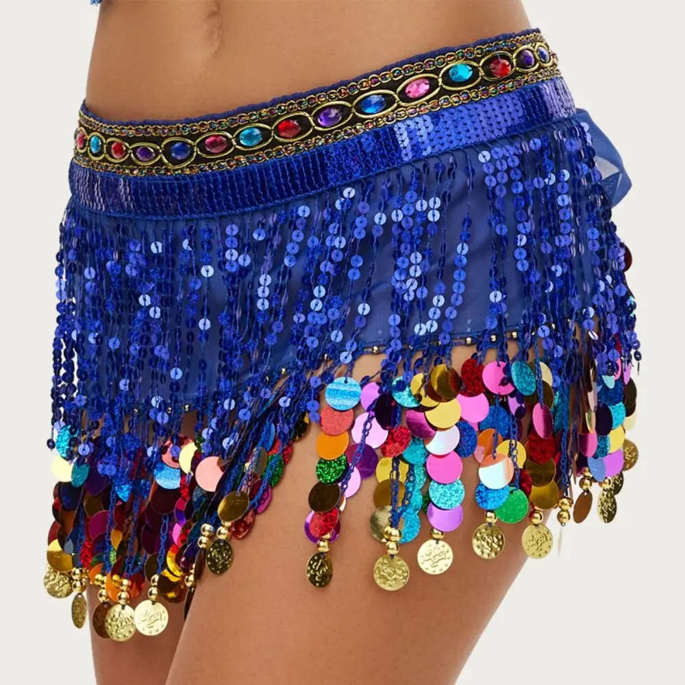 Criativo cinto de dança do ventre glitter lantejoulas coloridas saias corrente cintura clássico boho dança do ventre hip cachecol dança latina