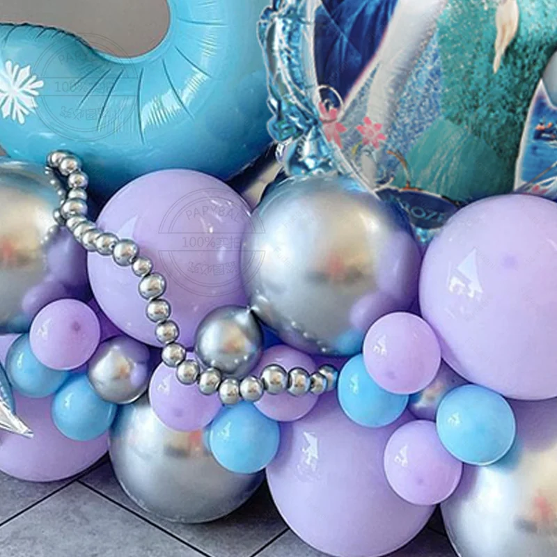 42pcs Princess Frozen Queen Elsa Balloons Set 40inch Blue Number Purple Balloon Kids Girl Favor Birthday Baby Shower Party Decor