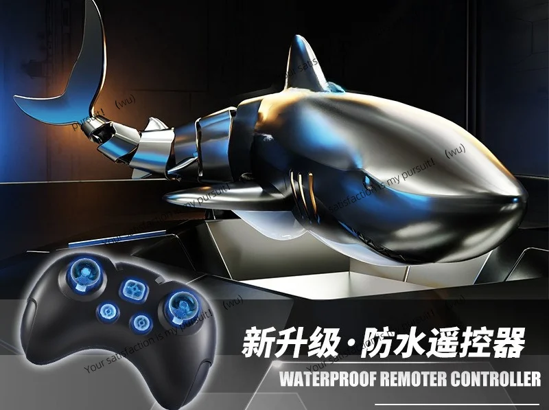 For Boys Kids Children Play Gift 2.4G Remote Control Shark Boat Rechargeable Swing Shark Model RC Water Toy