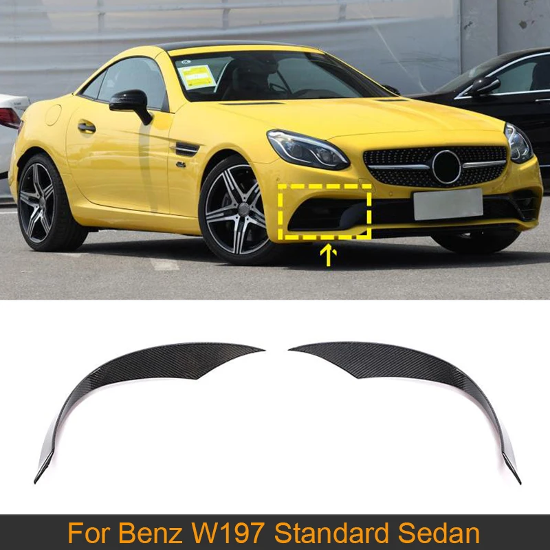 

Carbon Fiber Front Bumper Canards Splitters For Mercedes-Benz SLC Class W197 SLC300 Sedan Standard 2017-2019 Air Vents Fins