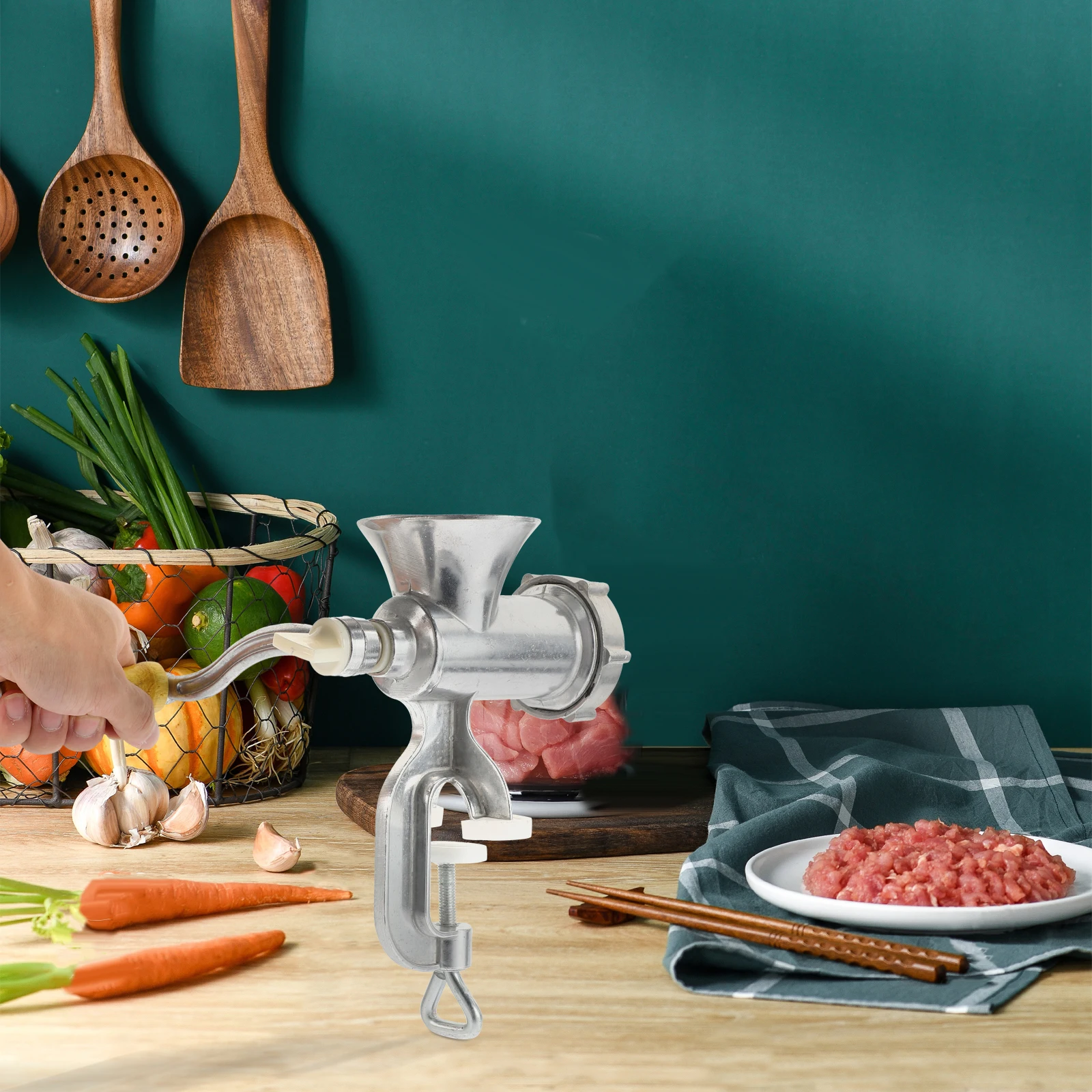

Manual Meat Mincer Aluminium Alloy Multifunction Meat Grinder Machine for Home Sausage Stuffer Tool Manual Mincer