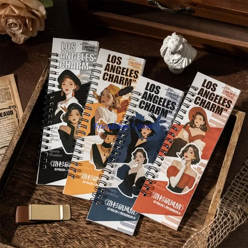 

T8WC Los Angeles Themed Die Cut Sticker Twin Coil Binding PET Sticker Book for Scrapbooking Journal Planner Album Decoration