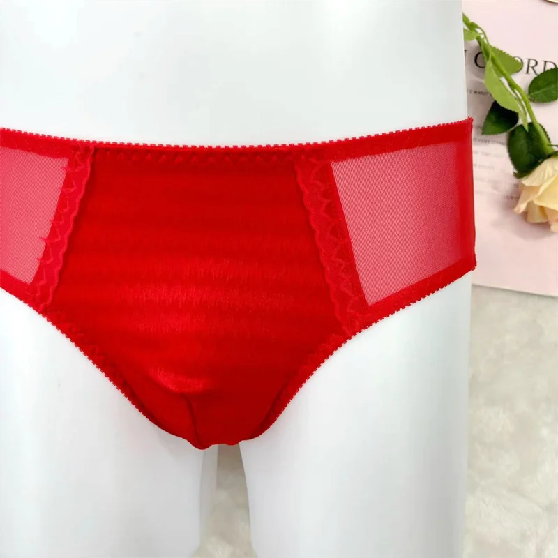 New Men Sexy Sissy Lace Mesh Underwear Transparent Low Rise Breathable  Underpants Briefs Hollow Solid Male Briefs Panties