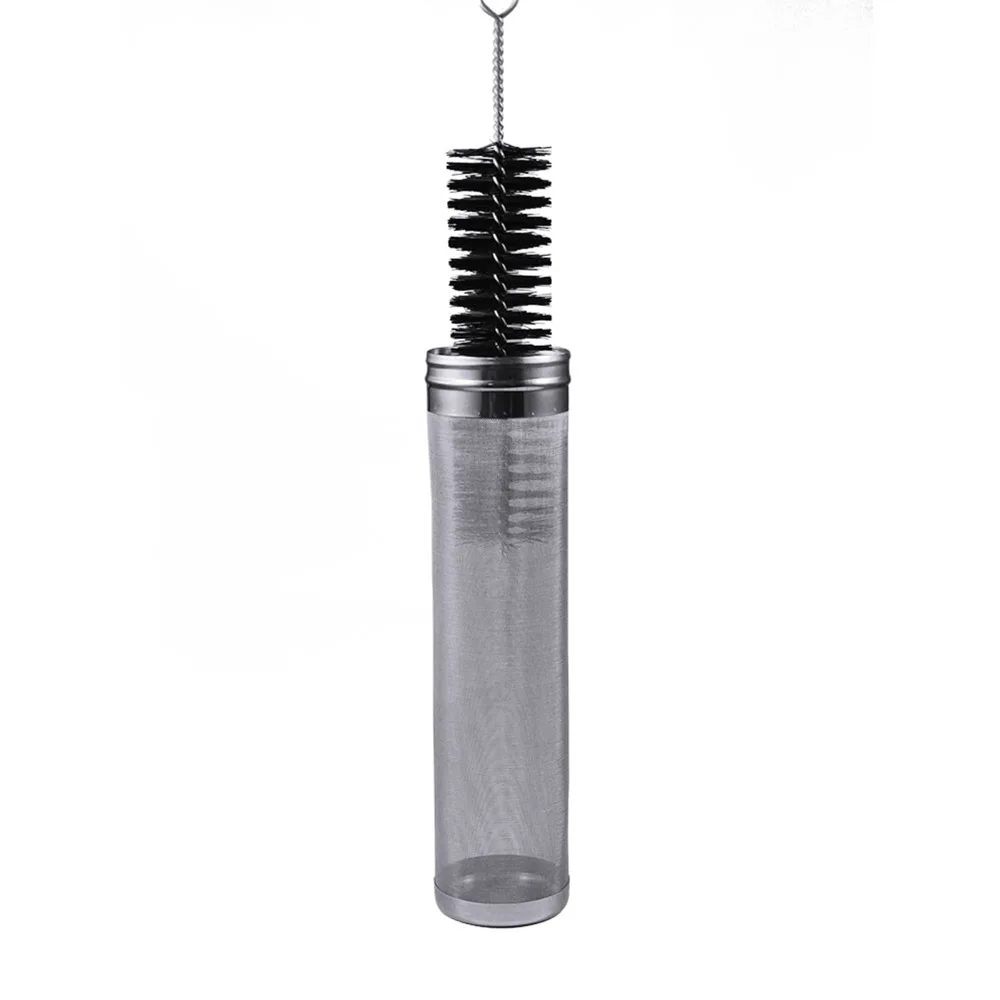304 Stainless Steel Beer Brewing Filter Silver Cleaning Brush Included Mesh Filter Cartridge 300 Micron Mesh Dry Hopper Filter