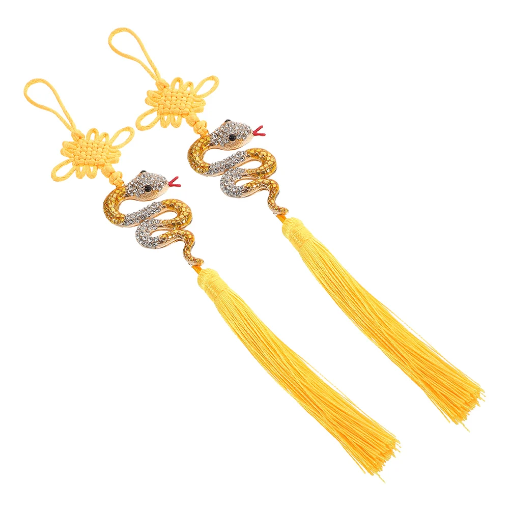 

2 Pcs Tassel Car Pendant Hanging Snake Ornaments Alloy Charm Chinese New Year Home Decor Good Luck Decorations Charms