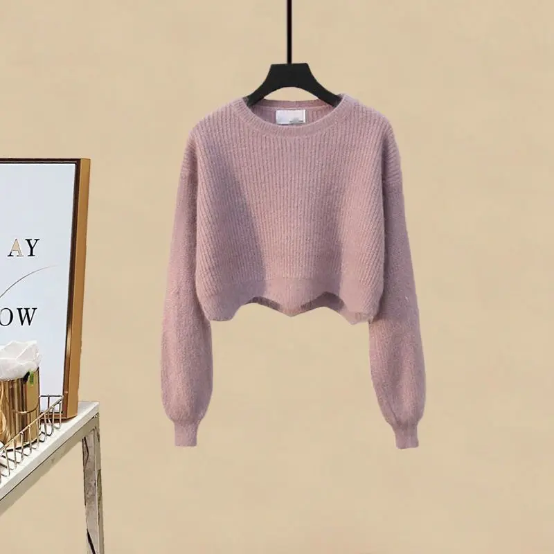 Elegant Fashion Solid Color Long Sleeve Sweaters Women's Clothing Autumn Winter Loose Simplicity Lady Round Neck Knitted Tops