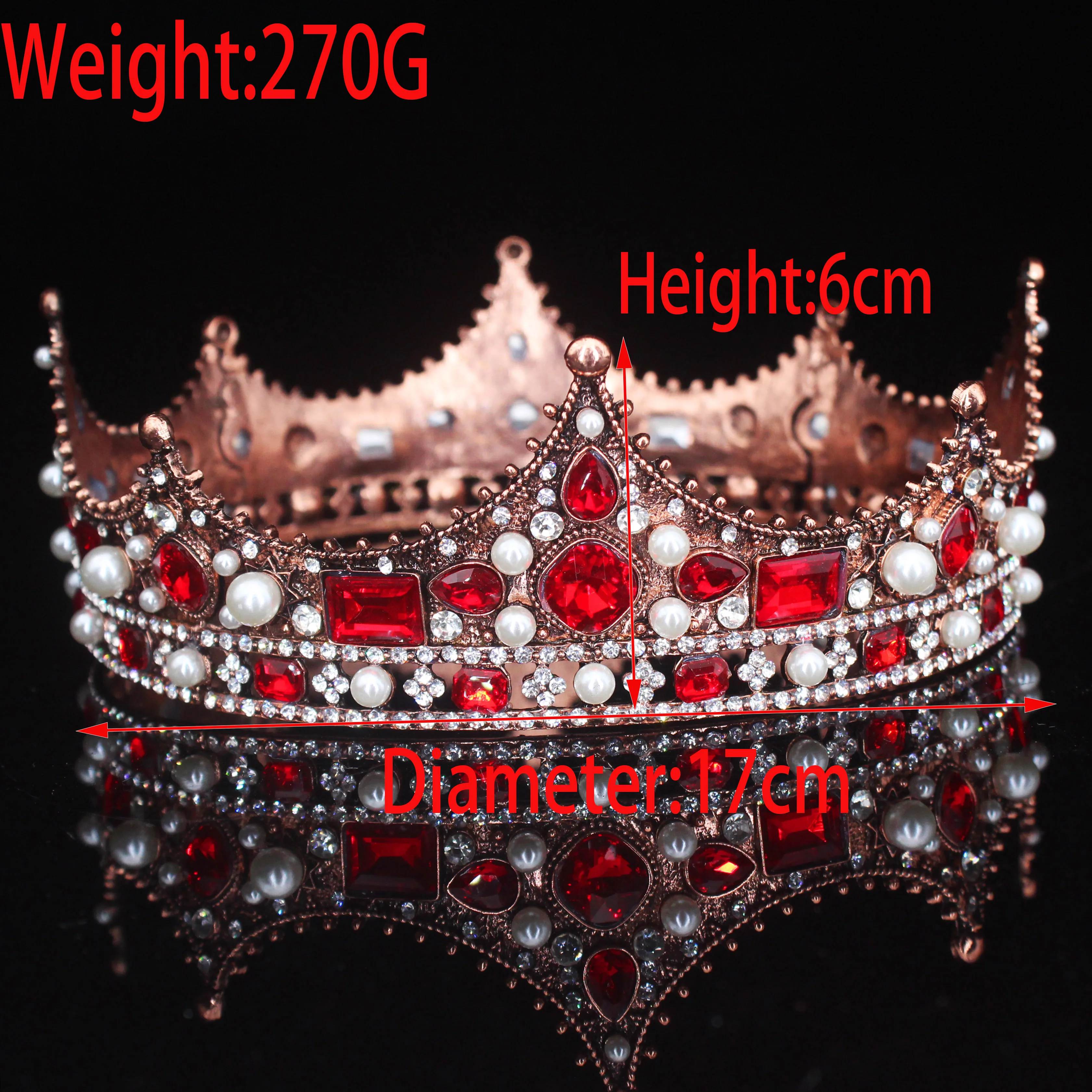 Vintage Baroque Tiara Crown Bride Crystal Queen King Crown Wedding Hair Jewelry Accessories Women Men Pageant Prom Headpiece