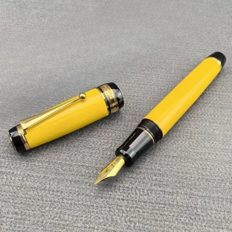 cheap-sale-geman-montefiore-brass-fountain-pen-yellow-red-all-metal-open-nib-f-05mm-school-calligraphy-pen-meeting-travel-write