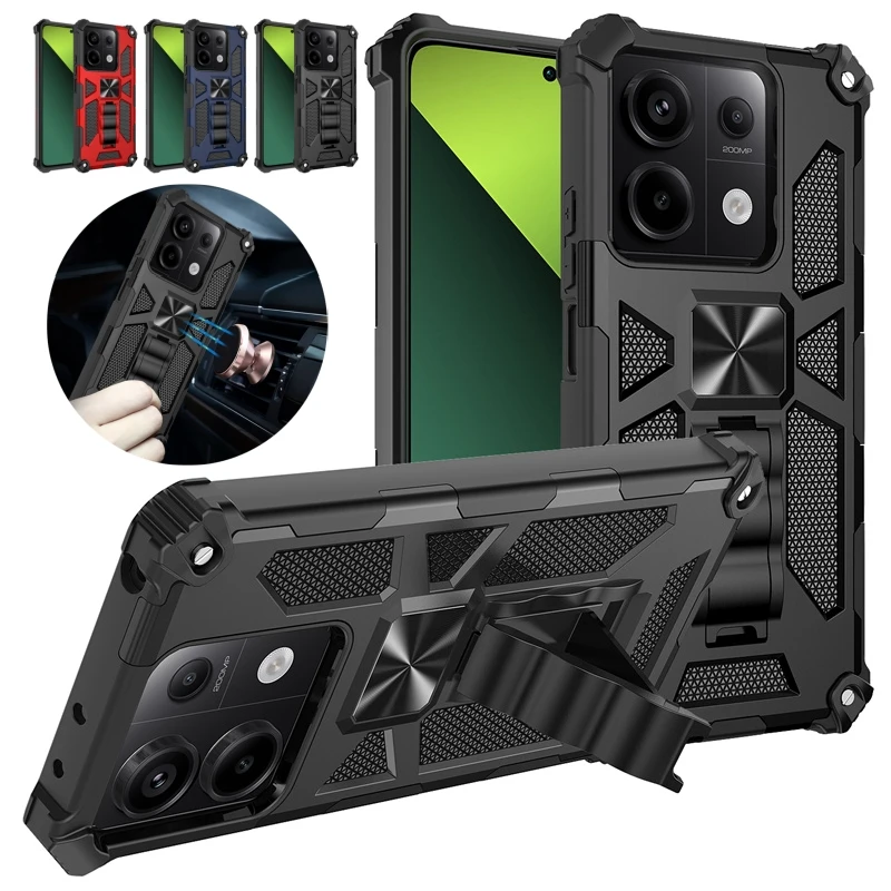 Shockproof Armor Funda For Xiaomi Redmi Note 13 Pro 5G 4G Magnetic Stand Holder Phone Case For Redmy Note13 Pro Plus Back Cover