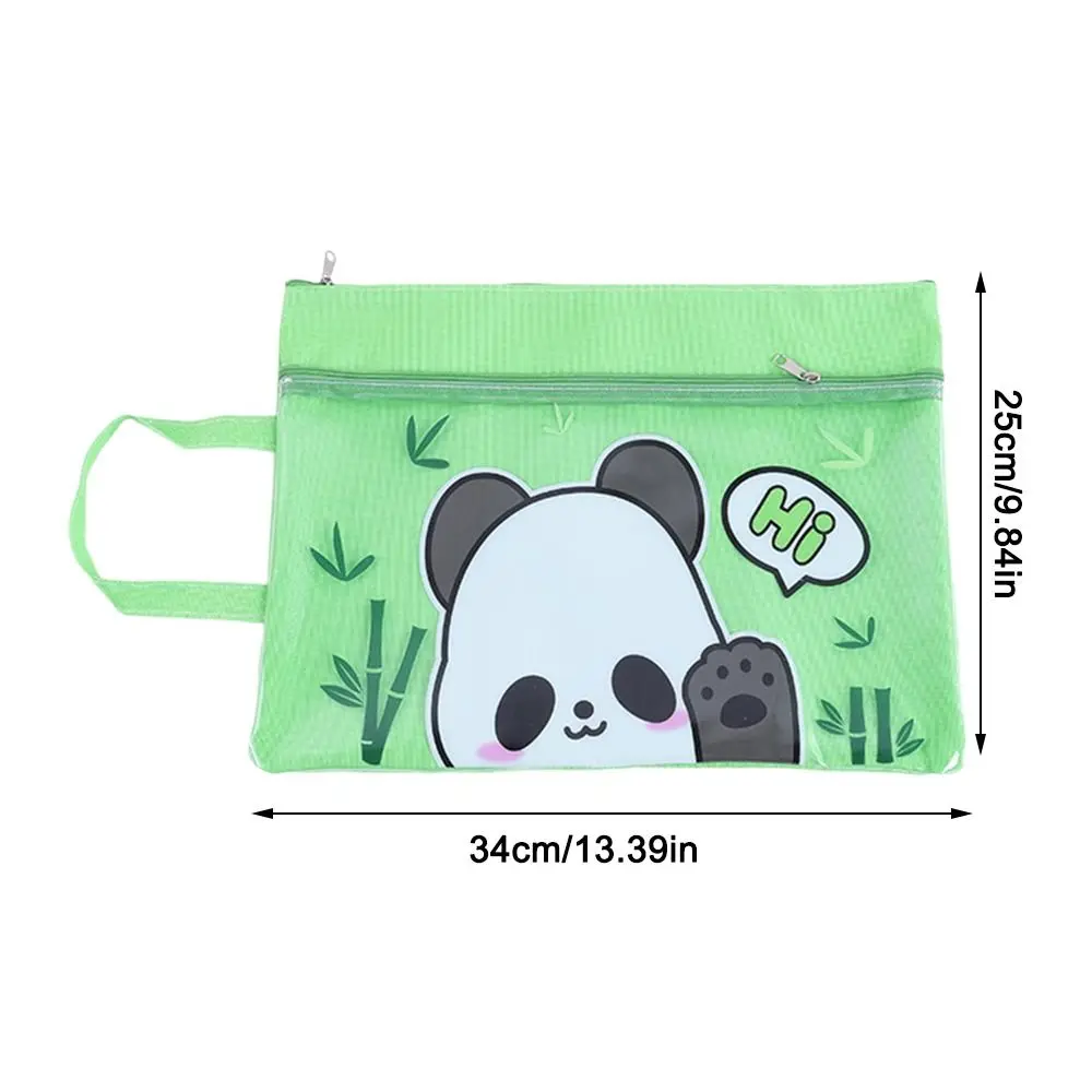 Durable Capybara File Bag Double Layer Hand-held Homework Storage Bag Panda Large Capacity Zipper Bag