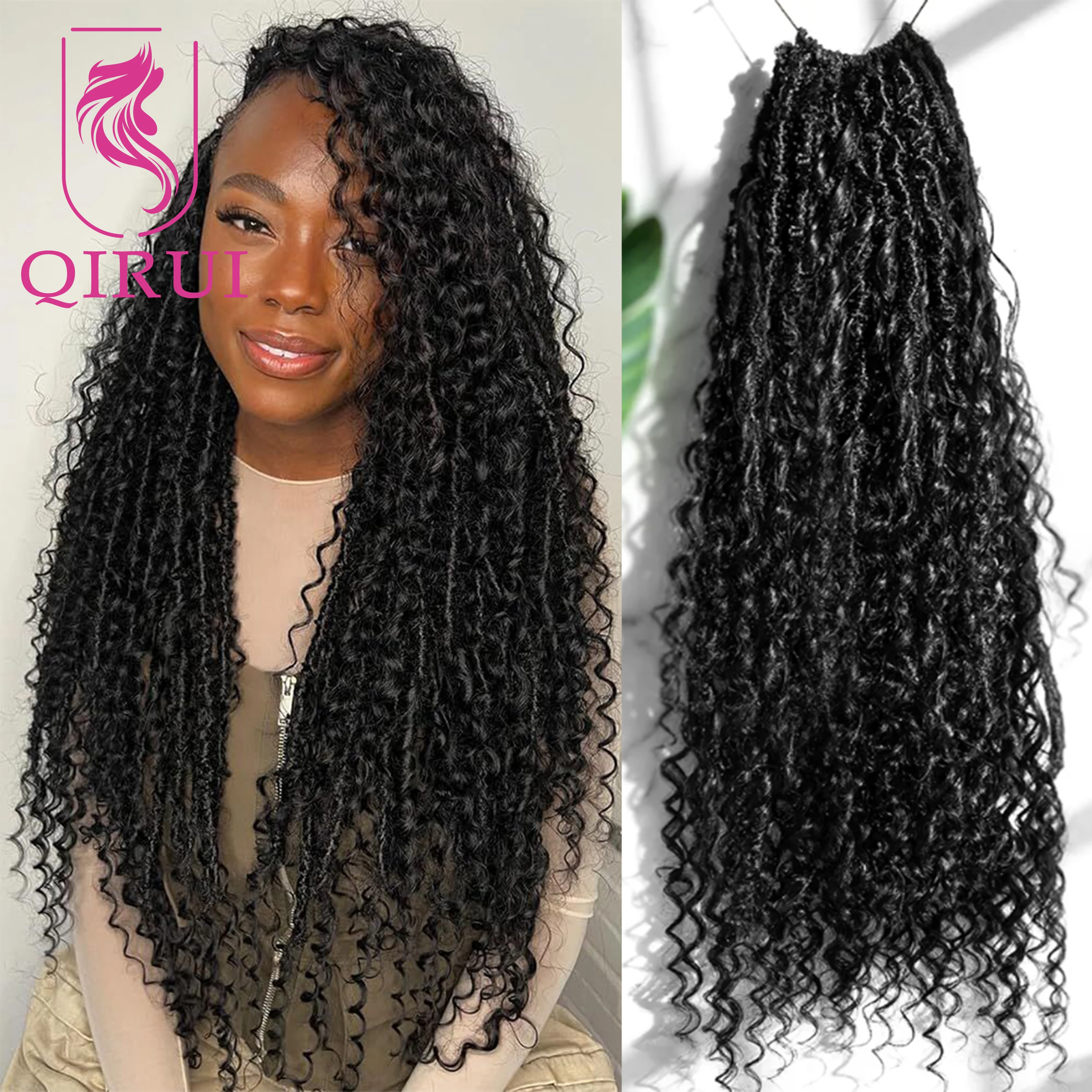 

Вязаные крючком волосы в стиле бохо с вьющимися кудрявыми человеческими волосами, натуральный цвет, предварительно закрученные в петлю, плетение искусственных богини, наращивание волос 26 дюймов