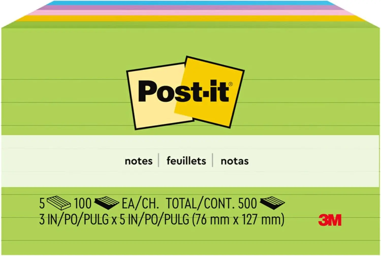 

Floral Fantasy Sticky Notes, 3x5 Inches, Lined Pads with 100 Sheets for School and Office