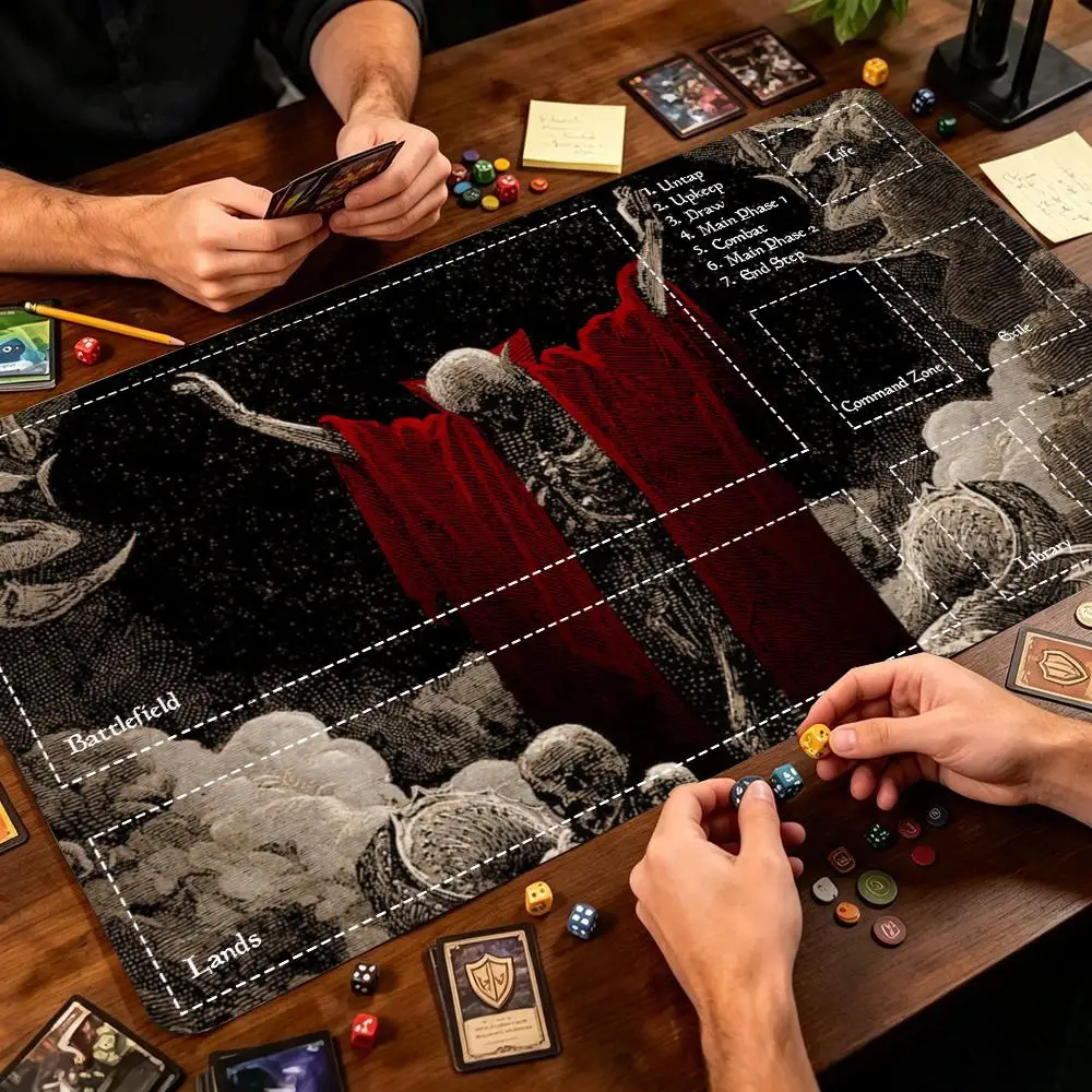 Gothic Undead SkeletonDark Fantasy Art Non‑Slip Rubber Game Playmat For Tabletop Card Game Entertainment Desktop Gaming Sessions