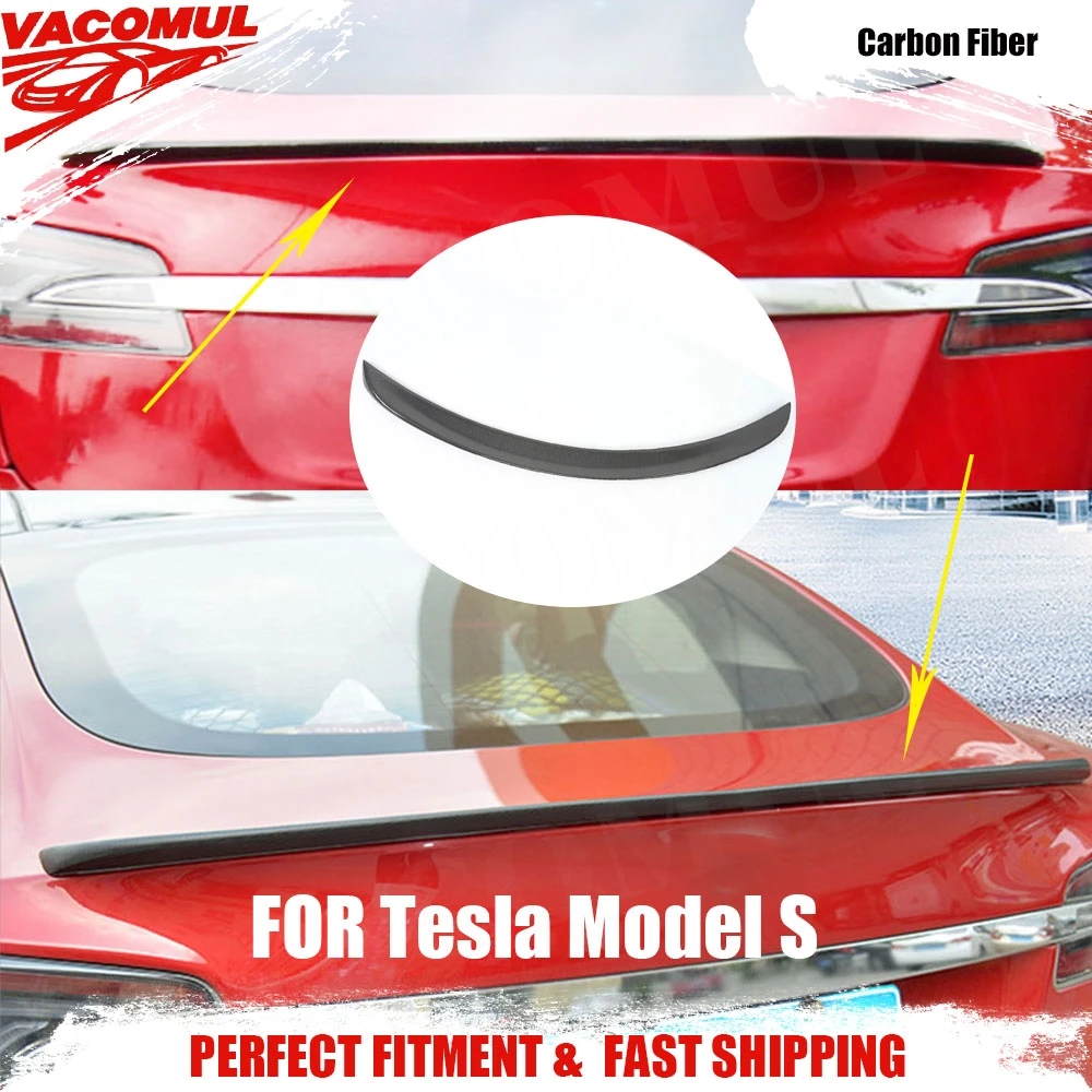 

VACOMUL Rear Spoiler For Tesla Model S Sedan 4-Door 2012 - 2019 Rear Trunk Boot Spoiler Wing Trim Sticker Carbon Fiber FRP