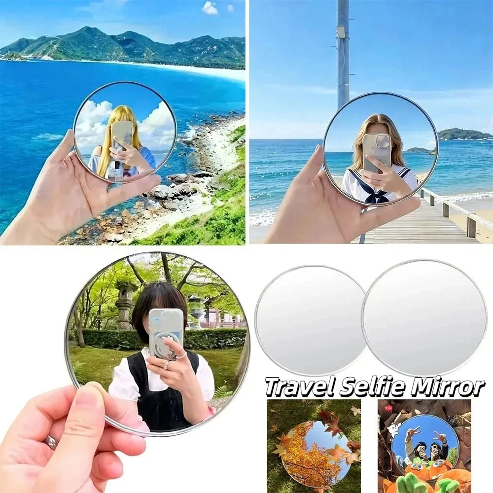 Round Shape Travel Selfie Mirror Wide-angle View Convex Reflection Round Convex Mirror Creative Design Small Size