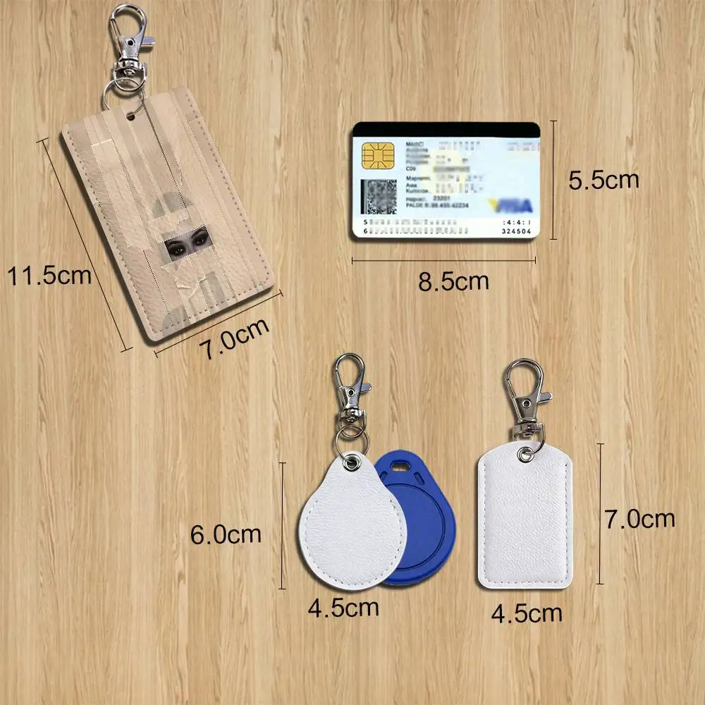 HABIBTI Drake Leather Keychain Badge Holder with Lanyard - ID/Access Card Holder, Key Ring Accessory, Gift Option