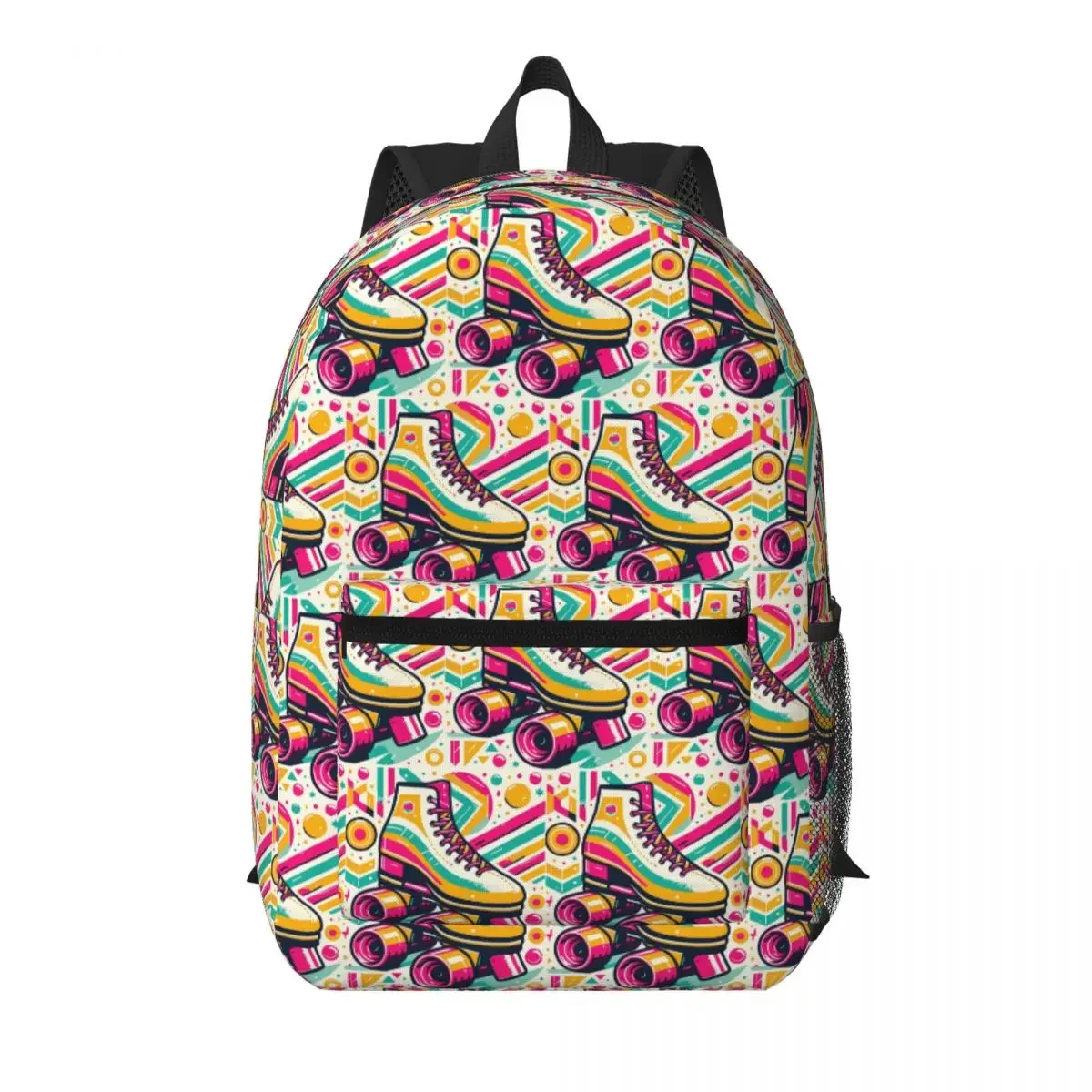 Colorful Graffiti Roller Skate Themed Student Backpack School Bag Hiking Travel Daypack for Boys Girls Bookbag Shoulder Bags