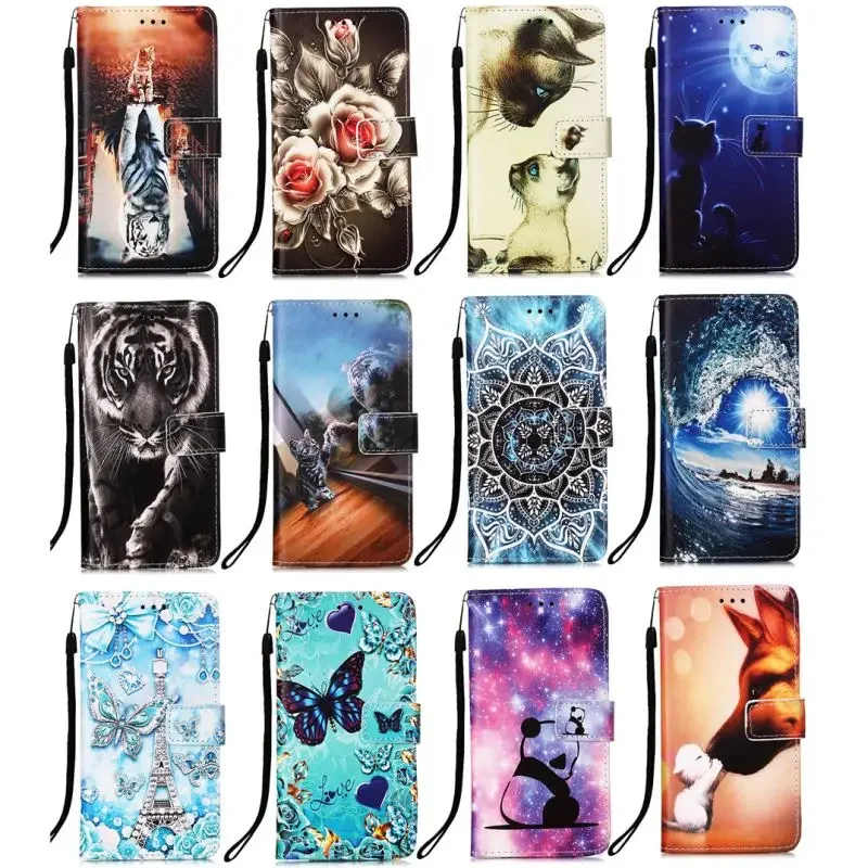 

Pop Wallet Card Holder Case For Fundas Motorola Moto G8 Power Lite G30 G10 G100 E7 Power Edge S E7 Cute Tiger Cat Cover D03D