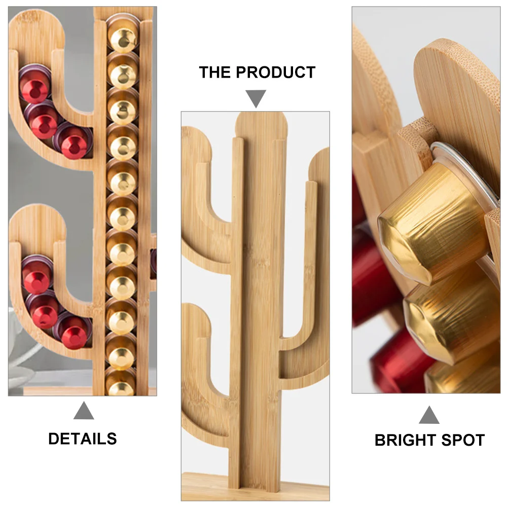 

Cactus Coffee Pod Holder Organizer Bamboo Design Large Capacity Office Kitchen Coffee Pod Display Stand