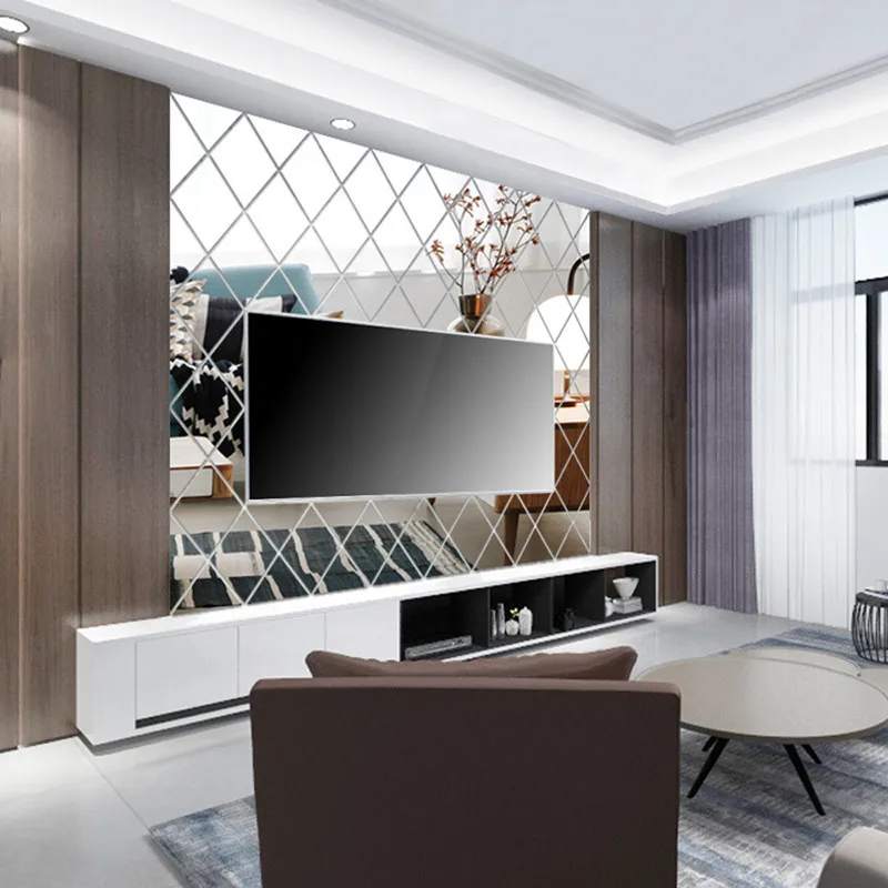 ثلاثية الأبعاد الماس الربط الاكريليك مرآة الجدار ملصق للإزالة الزجاج خلفية فسيفساء الزخرفية للديكور المنزل