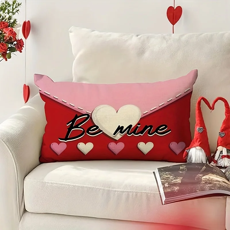 1pc Be Mine Love Letter Envelope Pillow Cover, Suitable for Sofa, Bedroom, Valentine's Day, Wedding Room, Sweet Gift for Lovers.
