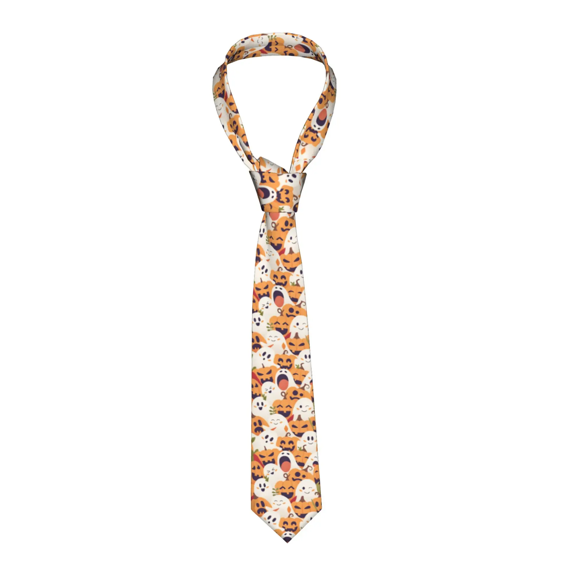 Mens Tie Cute Halloween Pumpkin Ghost Seamless Pattern Neck Ties  Elegant Collar Tie Graphic Daily Wear Necktie Accessories