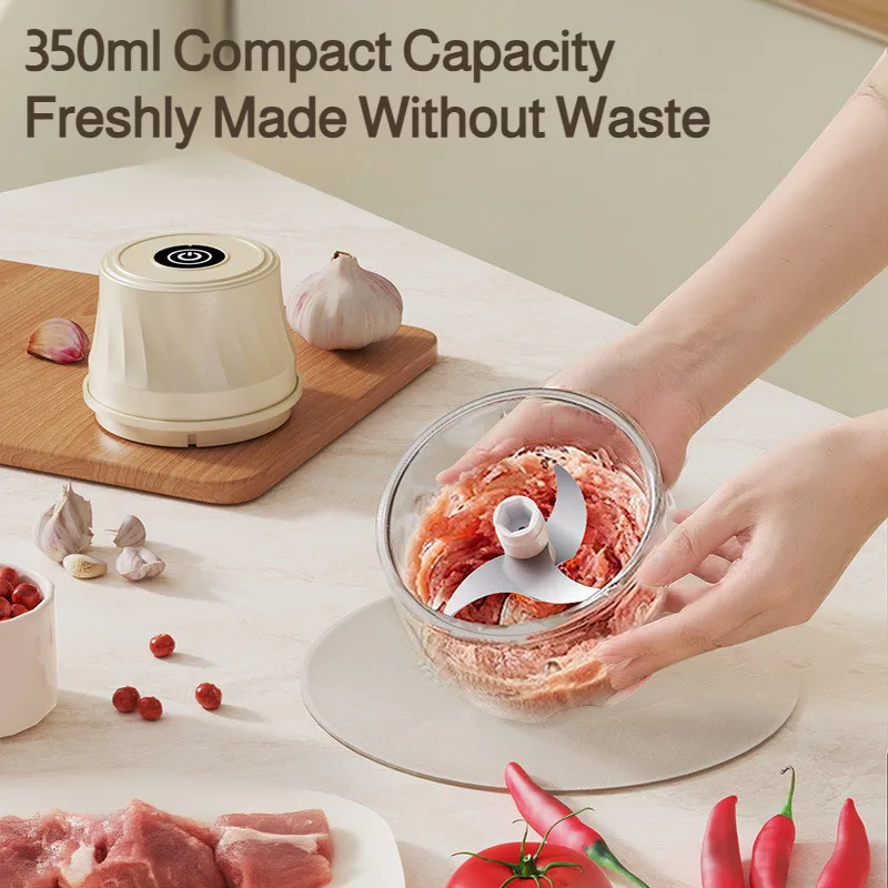 Wireless Electric Grinder Garlic Masher Mini Electric Garlic And Meat Grinder - 3-in-1 Food Chopper/Quiet Blender/Garlic