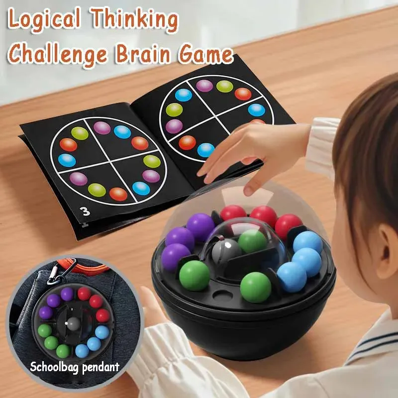 3D-Gehirnportaufgaben und Puzzlespiele, rotierender magischer Perlen-Puzzleball, Zappelspielzeug, logisches Denken, geistiges Spiel für Kinder und Erwachsene