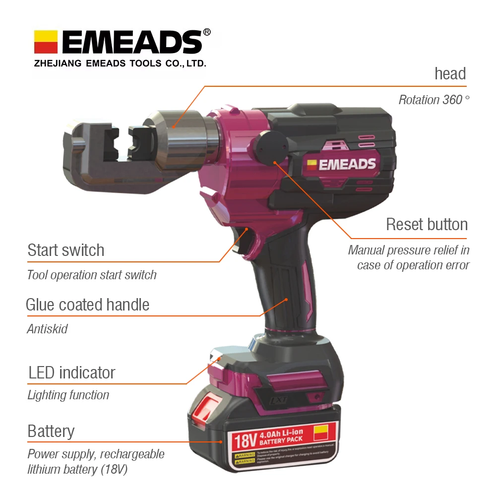 CDY-70H بطارية تعمل سلك كهربائي الصحافة كماشة أداة العقص الهيدروليكية للكابل النحاس الألومنيوم الكهربائية المكشكش