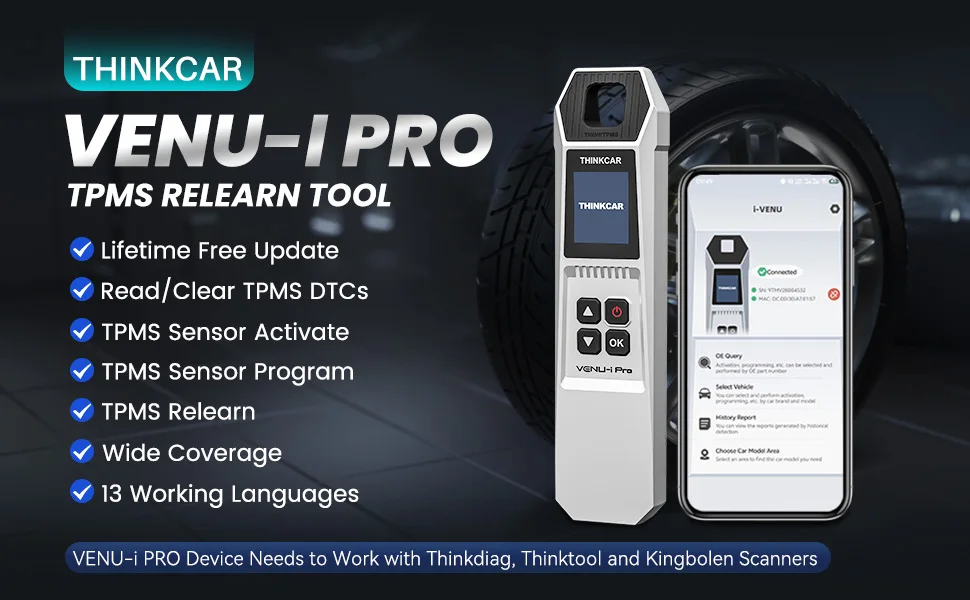THINKCAR VENU i-Pro TPMS-Diagnosetool – Vollständige Aktivierung, Programmierung, Neulernen | 315MHz/433MHz Universal | Reifendrucküberwachungs-Servicetool – Detail 2