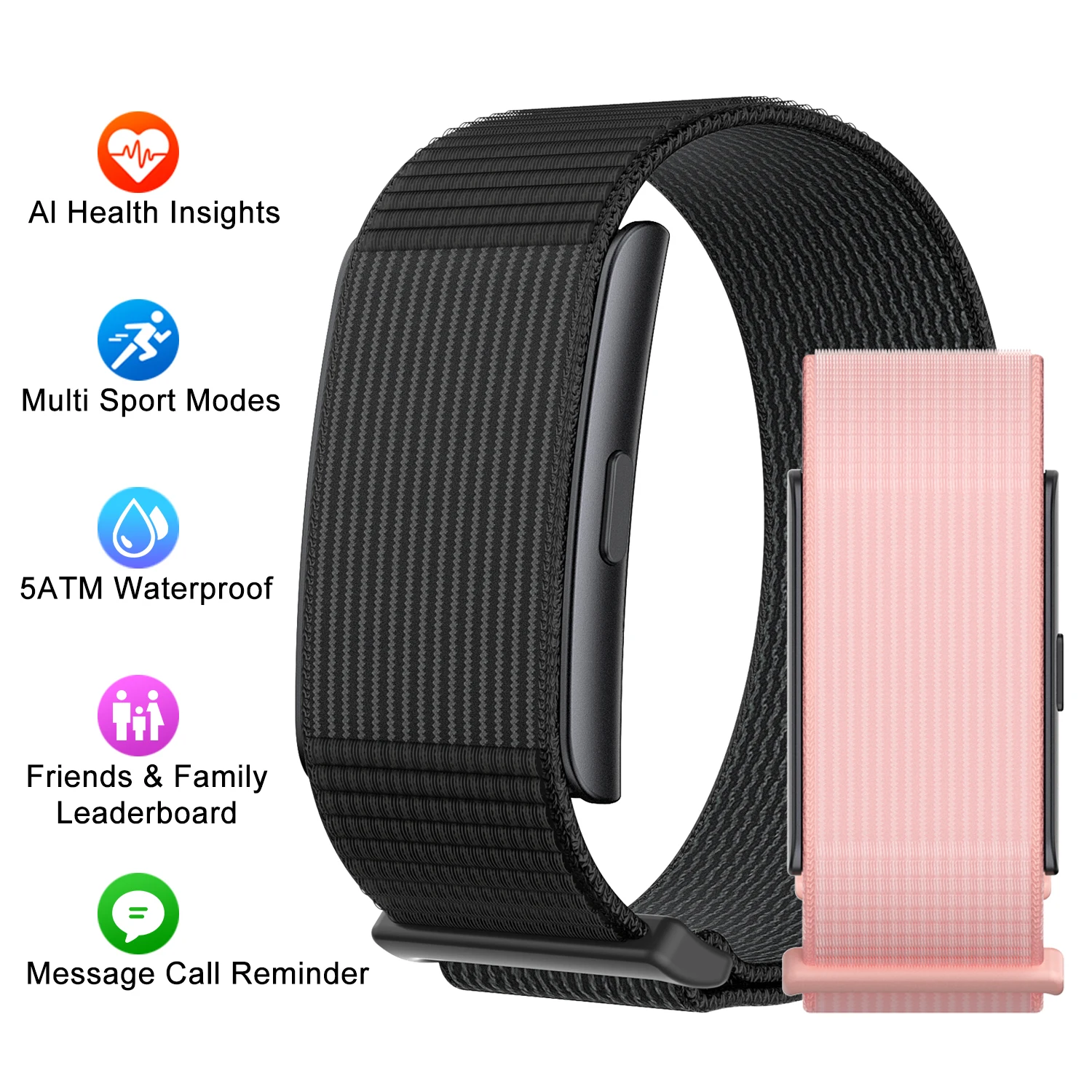 No Screen Smart Watch Sport Fitness Bracelet AI Health Analysis Heart Rate Monitoring Message Reminder 5ATM Waterproof Smartband
